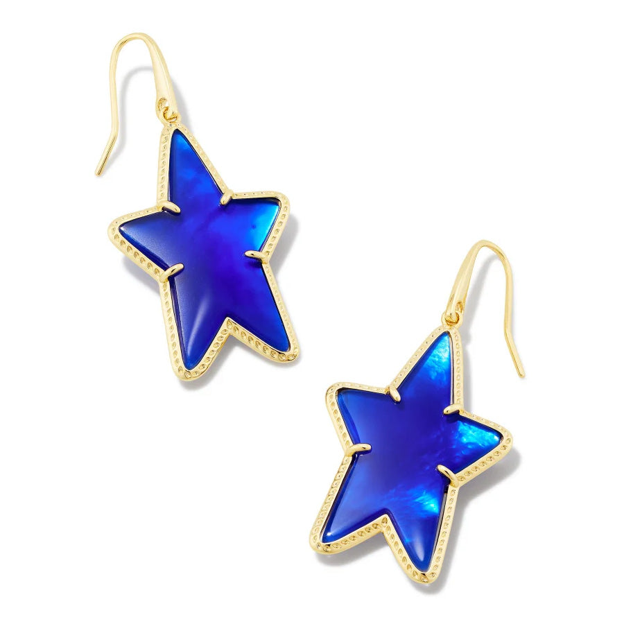 Kendra Scott Ada Star Drop Earrings in Cobalt Blue Illusion