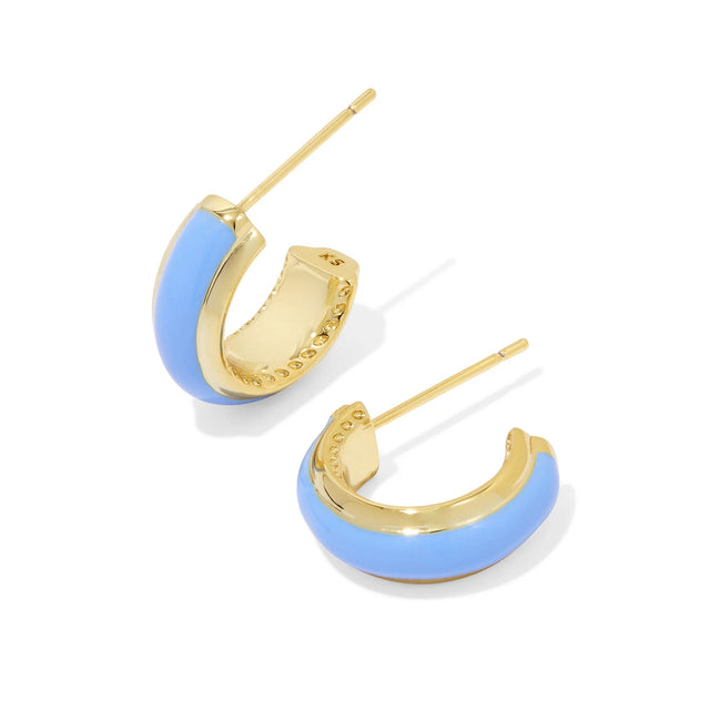 Kendra Scott Ainsley Huggie Earrings in Light Blue Enamel, Gold-Plated