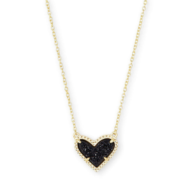 Kendra Scott Ari Heart Pendant Necklace in Black Drusy