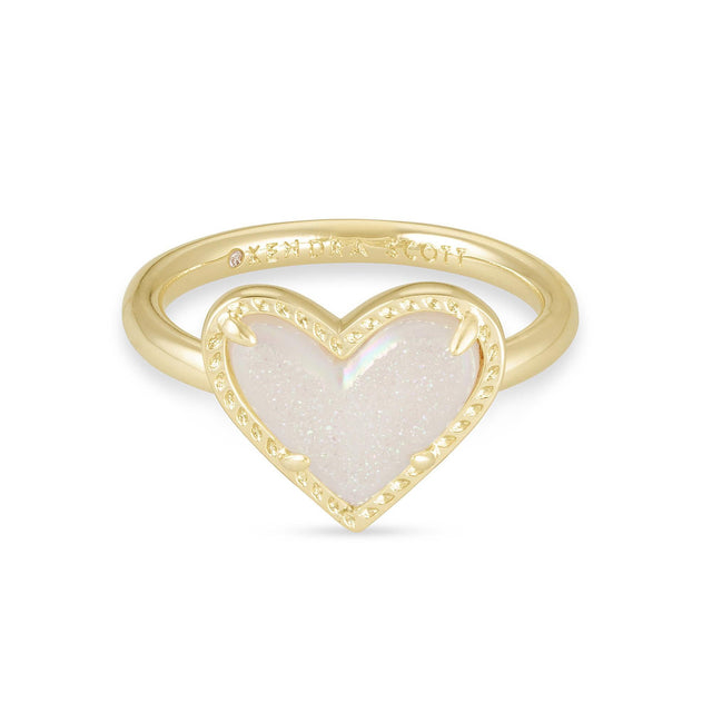Kendra Scott Ari Heart Ring in Iridescent Drusy - Size 6