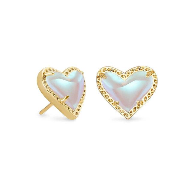 Kendra Scott Ari Heart Stud Earrings in Dichroic Glass, Gold-Plated
