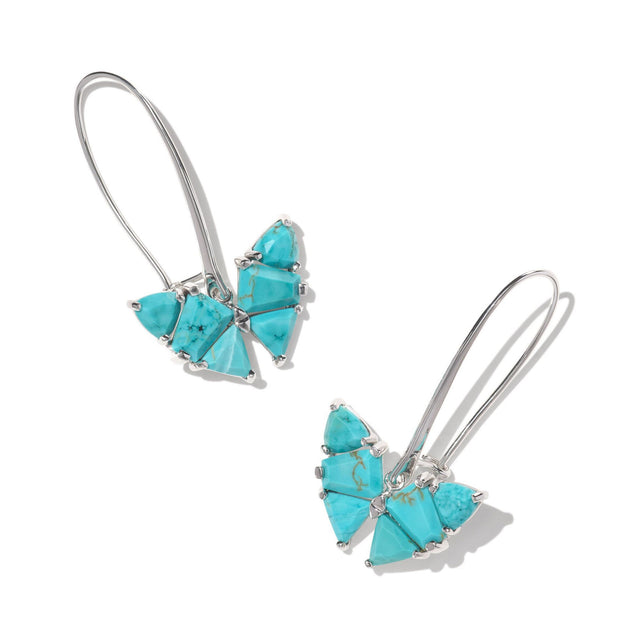 Kendra Scott Blair Butterfly Drop Earrings in Variegated Turquoise, Rhodium-Plated