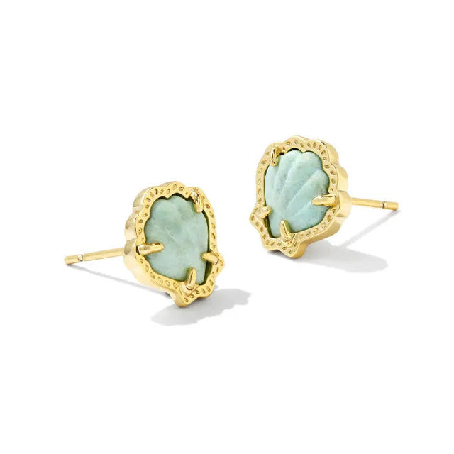 Kendra Scott Brynne Shell Stud Earrings in Sea Green Chrysocolla