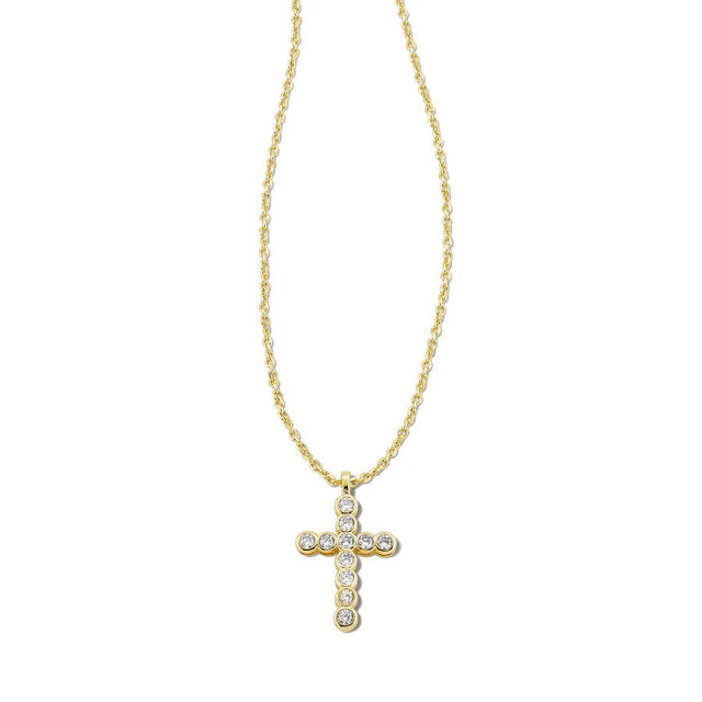 Kendra Scott Cross Pendant Necklace in White Crystal