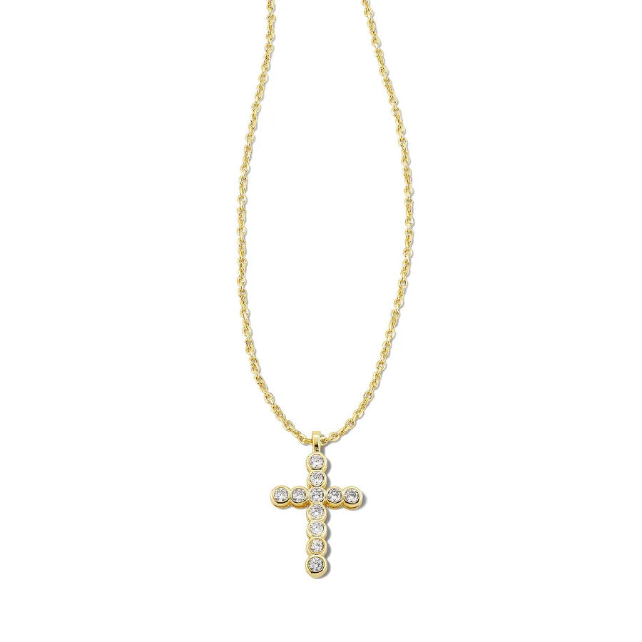 Kendra Scott Cross Pendant Necklace in White Crystal