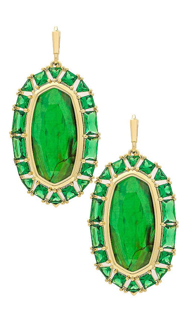 Kendra Scott Crystal Frame Drop Earrings in Metallic Gold