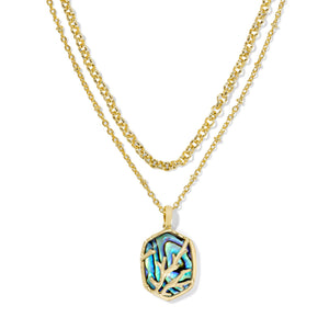 Kendra Scott Daphne Coral Frame Multi Strand Necklace in Abalone