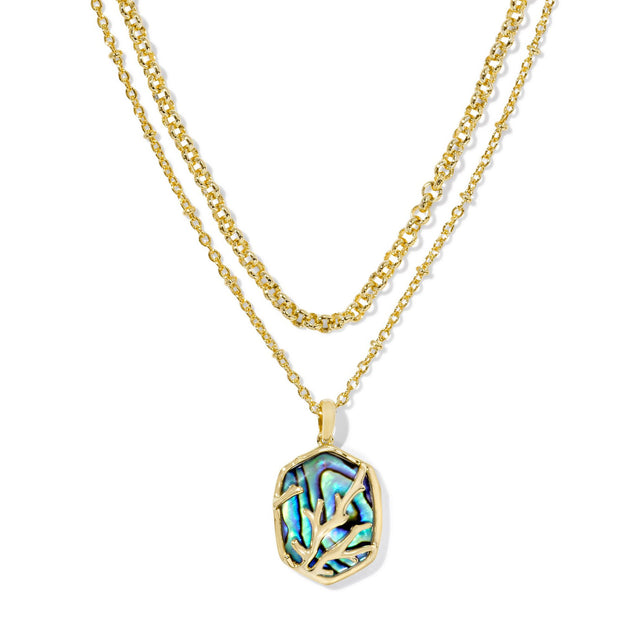 Kendra Scott Daphne Coral Frame Multi Strand Necklace in Abalone