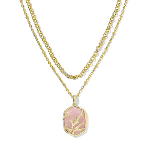 Kendra Scott Daphne Coral Frame Multi Strand Necklace in Rose Quartz