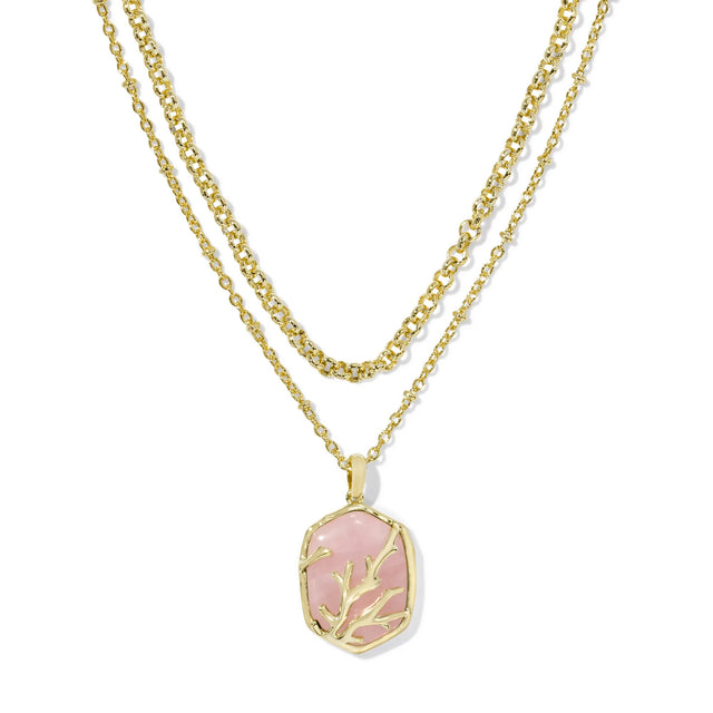 Kendra Scott Daphne Coral Frame Multi Strand Necklace in Rose Quartz