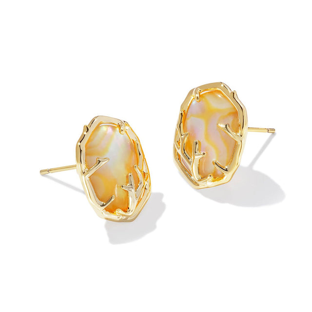 Kendra Scott Daphne Coral Frame Stud Earrings in Iridescent Abalone