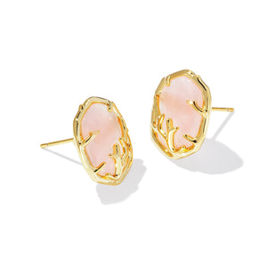 Kendra Scott Daphne Coral Frame Stud Earrings in Rose Quartz