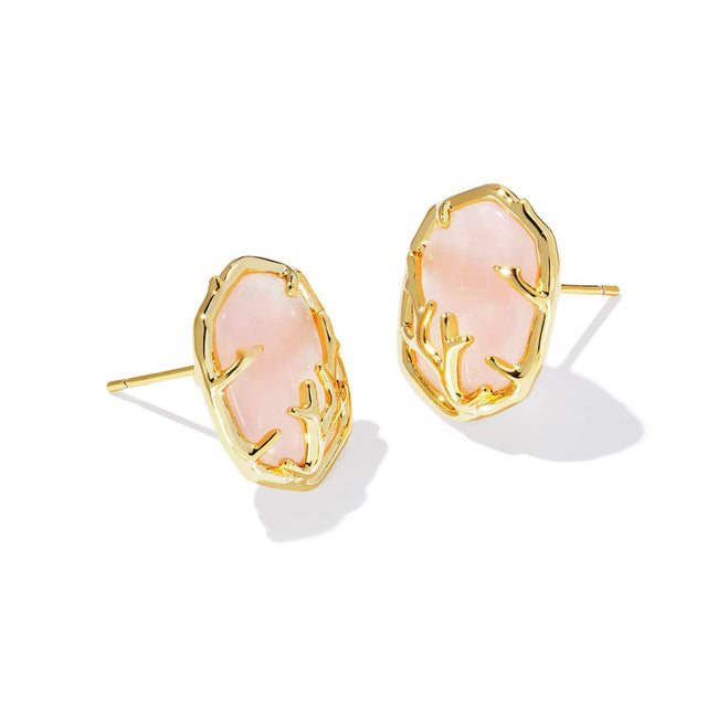 Kendra Scott Daphne Coral Frame Stud Earrings in Rose Quartz