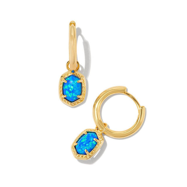 Kendra Scott Daphne Framed Huggie Earrings in Bright Blue Kyocera Created Opal, Gold-Plated