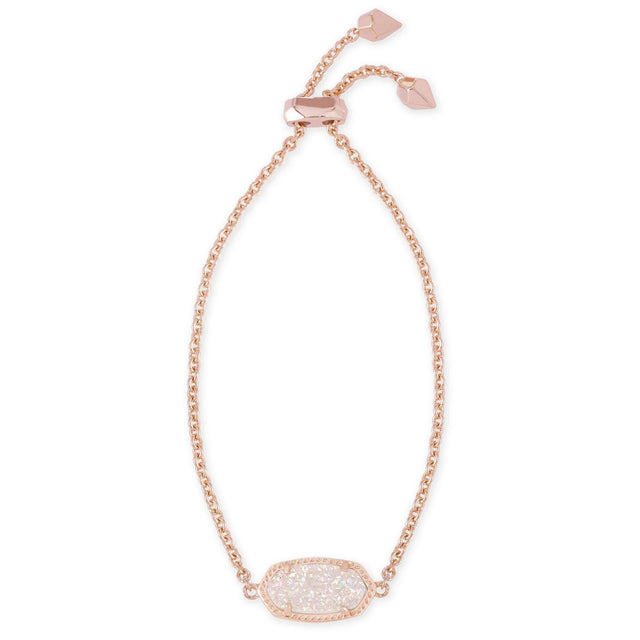 Kendra Scott Elaina Adjustable Chain Bracelet in Iridescent Drusy, Rose Gold Plated