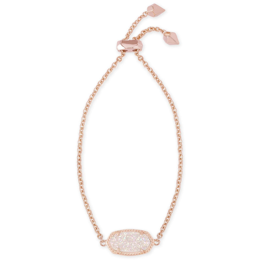 Kendra Scott Elaina Adjustable Chain Bracelet in Iridescent Drusy, Rose Gold Plated