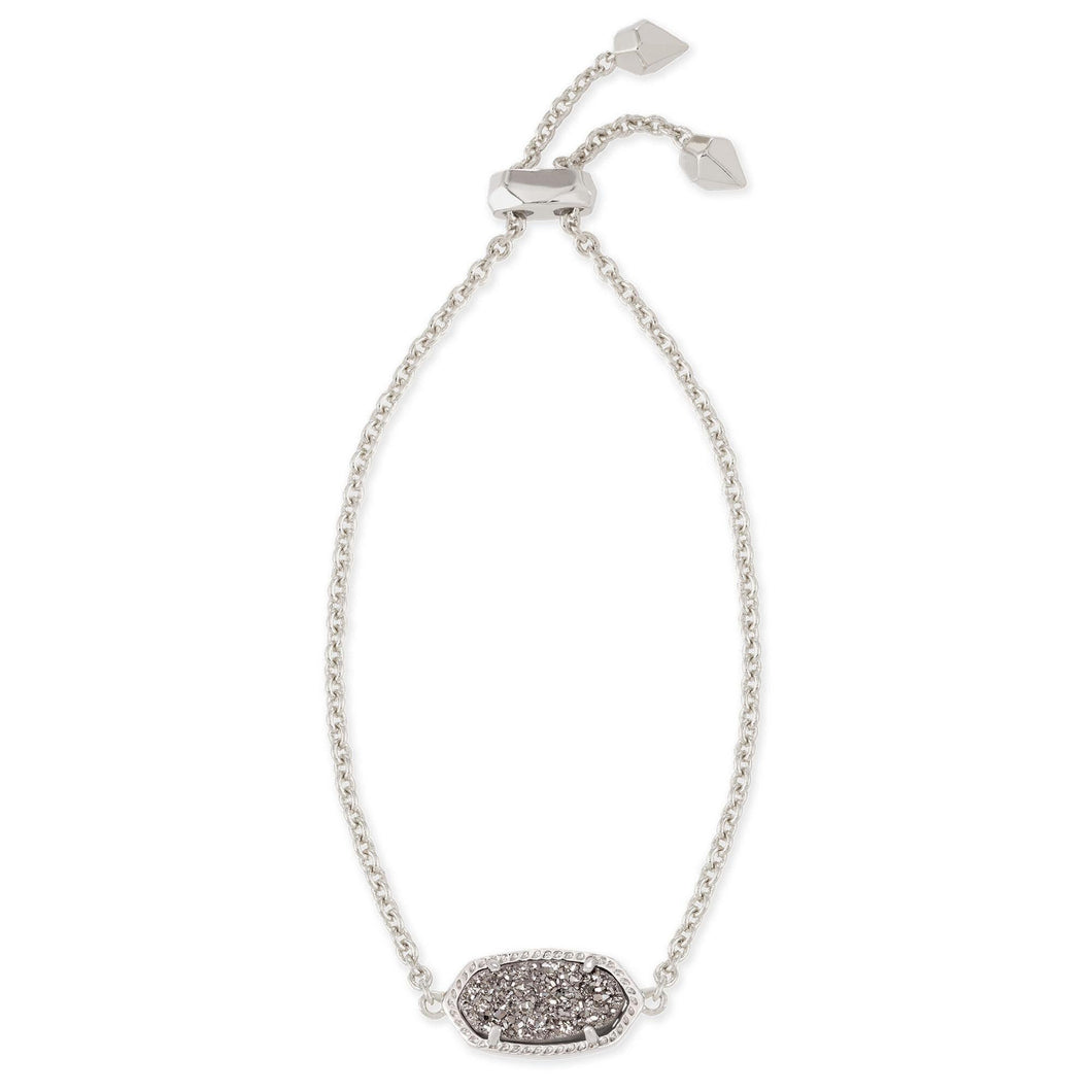 Kendra Scott Elaina Adjustable Chain Bracelet in Platinum Tone Drusy, Silver Tone
