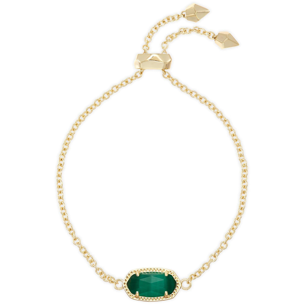 Kendra Scott Elaina Bracelet in Simulated Emerald Cat's Eye, Gold Plated