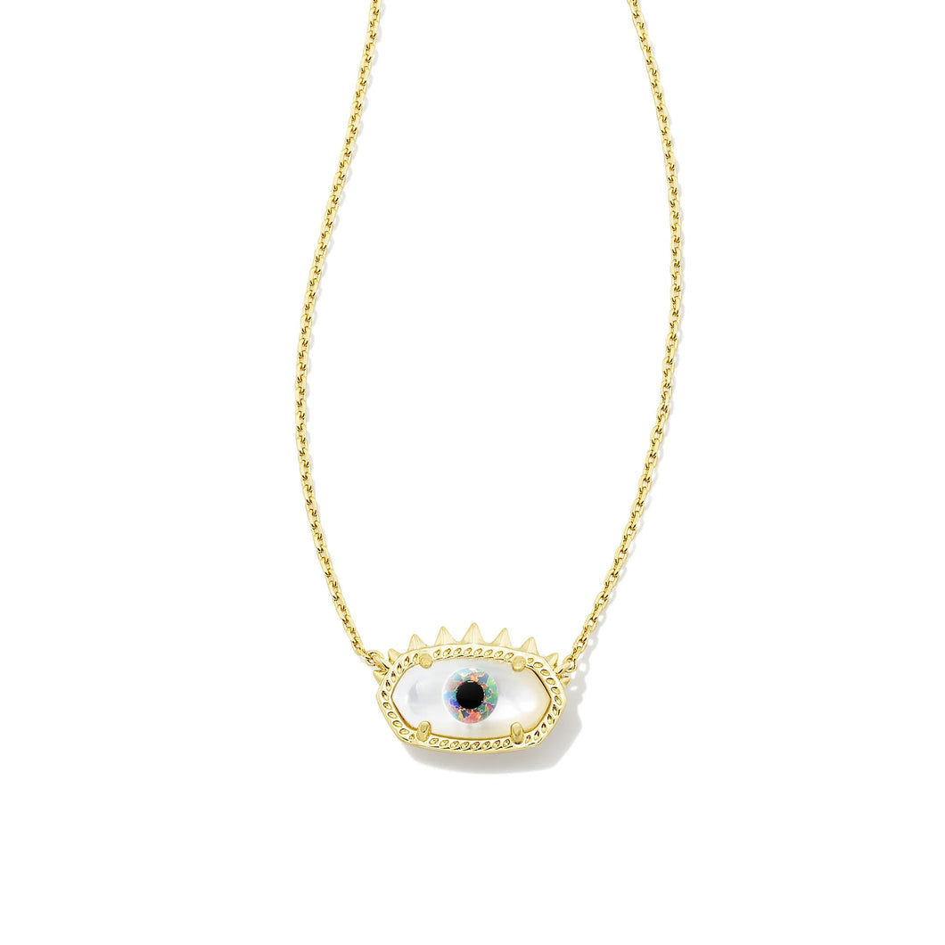 Kendra Scott Elisa Evil Eye Short Pendant Necklace in Ivory Mother-of-Pearl