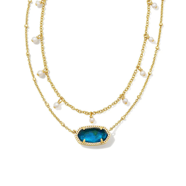 Kendra Scott Elisa Pearl Multi Strand Necklace in Teal Abalone
