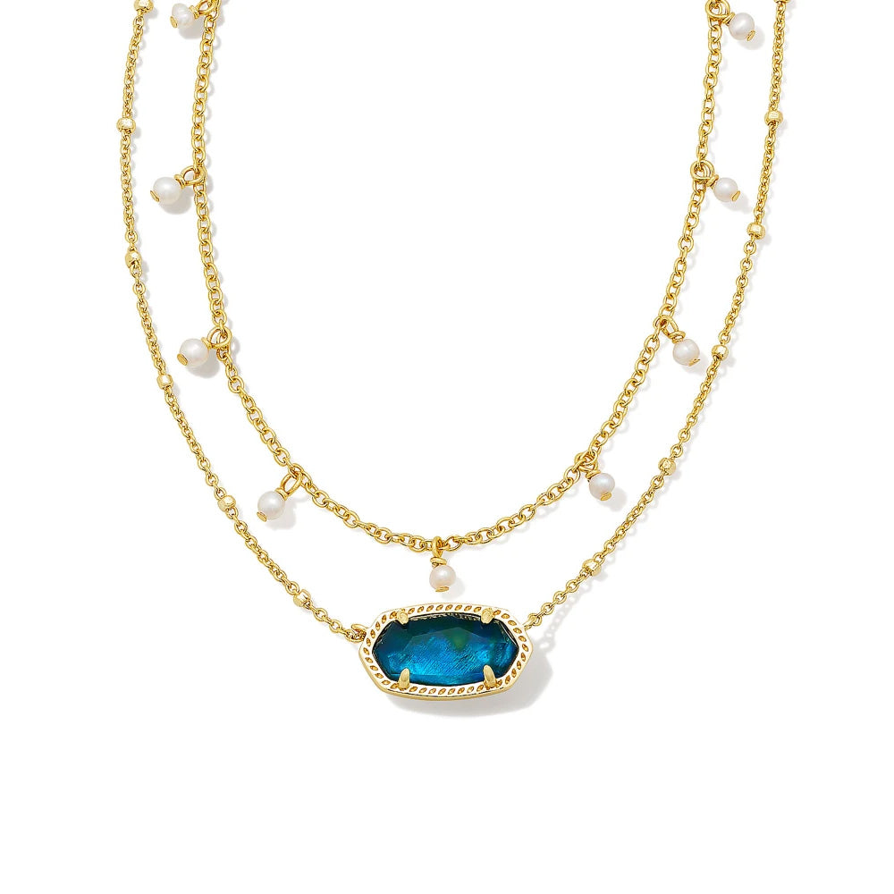 Kendra Scott Elisa Pearl Multi Strand Necklace in Teal Abalone