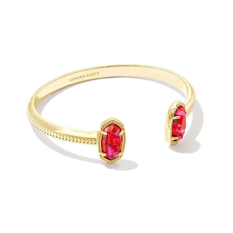 Kendra Scott Elton Cuff Bracelet in Bronze Veined Red and Fuchsia Magnesite