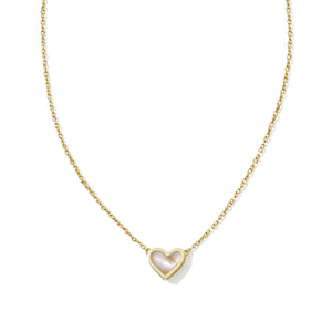 Kendra Scott Framed Ari Heart Short Pendant Necklace in Iridescent Abalone
