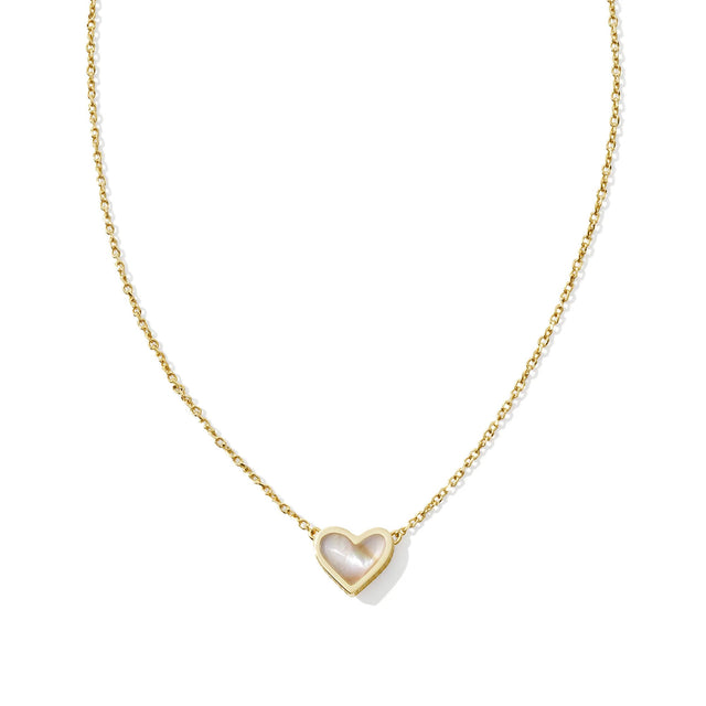 Kendra Scott Framed Ari Heart Short Pendant Necklace in Iridescent Abalone