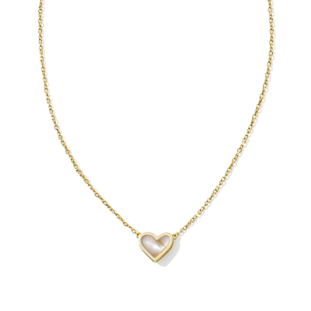 Kendra Scott Framed Ari Heart Short Pendant Necklace in Iridescent Abalone