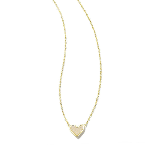 Kendra Scott Framed Ari Heart Short Pendant Necklace in Iridescent Drusy