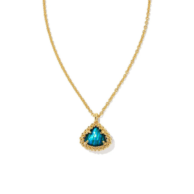 Kendra Scott Framed Kendall Short Pendant Necklace in Teal Abalone