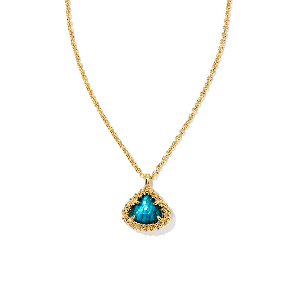 Kendra Scott Framed Kendall Short Pendant Necklace in Teal Abalone
