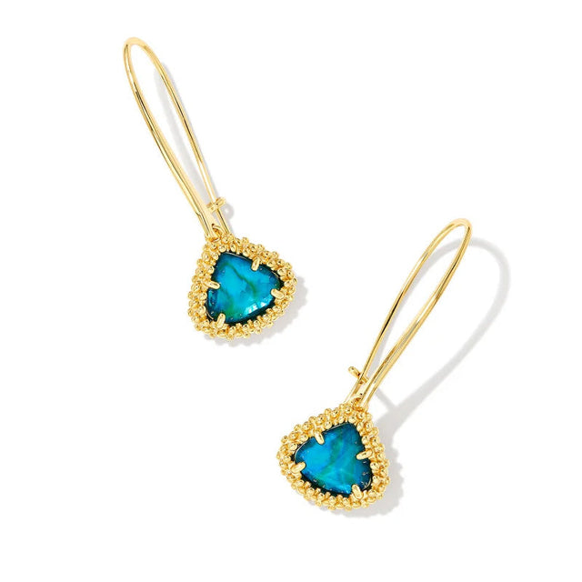 Kendra Scott Framed Kendall Wire Drop Earrings in Teal Abalone