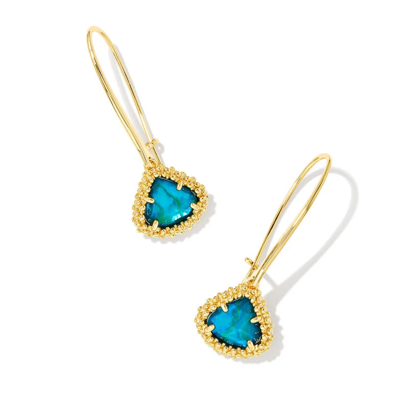 Kendra Scott Framed Kendall Wire Drop Earrings in Teal Abalone