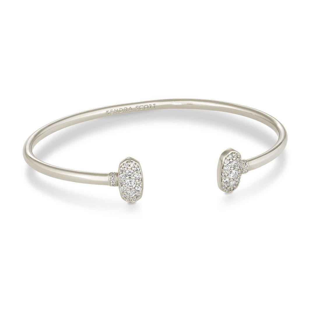 Kendra Scott Grayson Cuff Bracelet in White Crystal, Rhodium-Plated