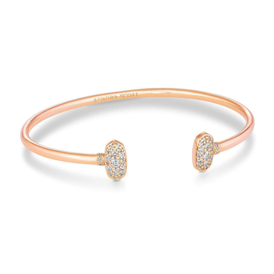 Kendra Scott Grayson Cuff Bracelet in White Crystal, Rose Gold-Plated