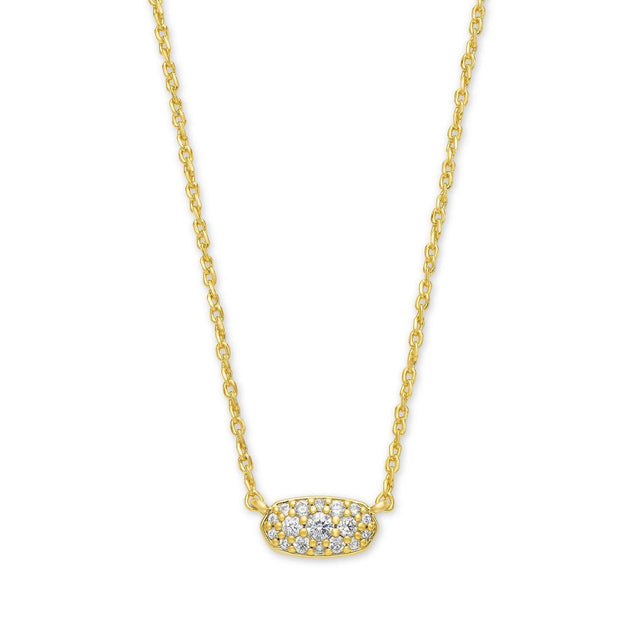 Kendra Scott Grayson Pendant Necklace in White Crystal, Gold-Plated