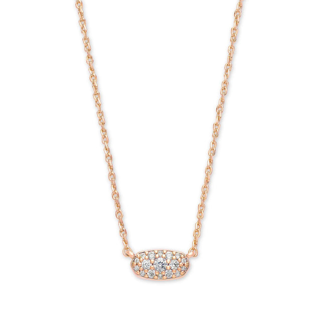 Kendra Scott Grayson Pendant Necklace in White Crystal, Rose Gold-Plated