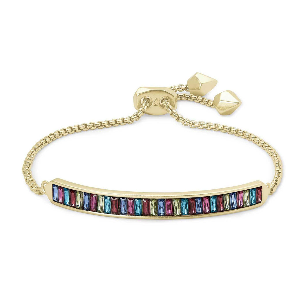 Kendra Scott Jack Adjustable Chain Bracelet in Rainbow Crystal, Gold-Plated