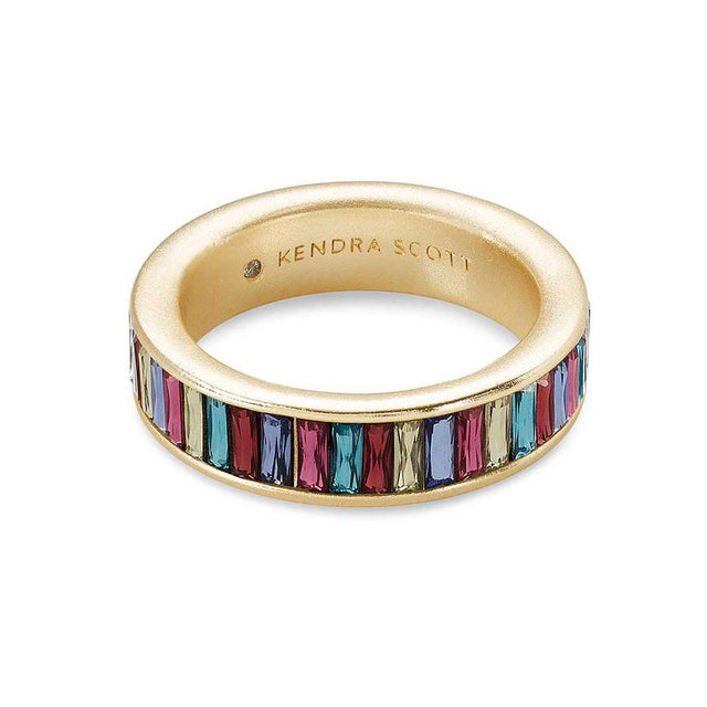Kendra Scott Jack Band Ring in Rainbow Crystal, Gold-Plated - Size 7