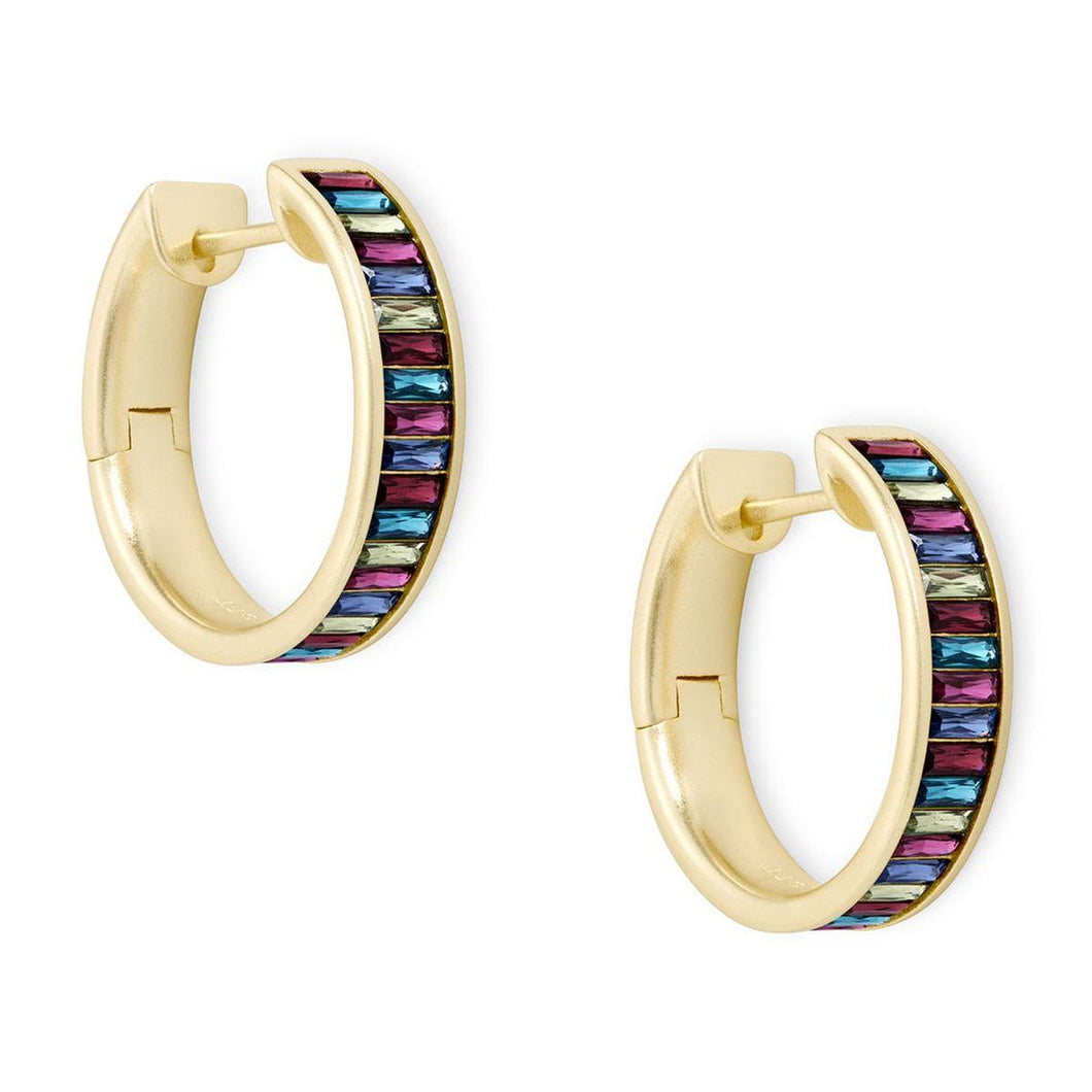 Kendra Scott Jack Hoop Earrings in Rainbow Crystal, Gold-Plated