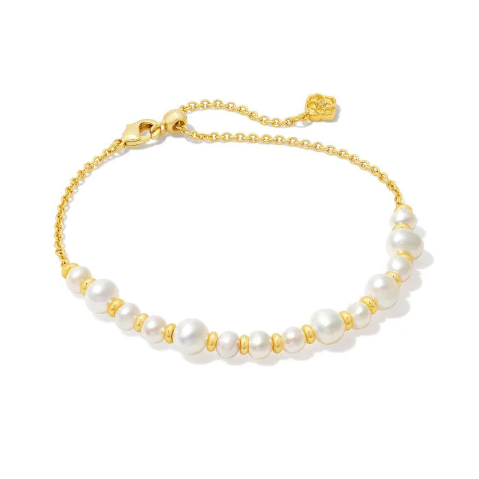 Kendra Scott Jovie Beaded Delicate Chain Bracelet in White Pearl