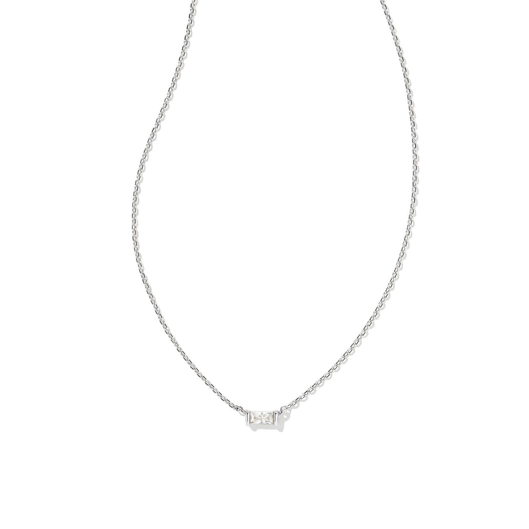 Kendra Scott Juliette Pendant Necklace in White Crystal, Rhodium-Plated