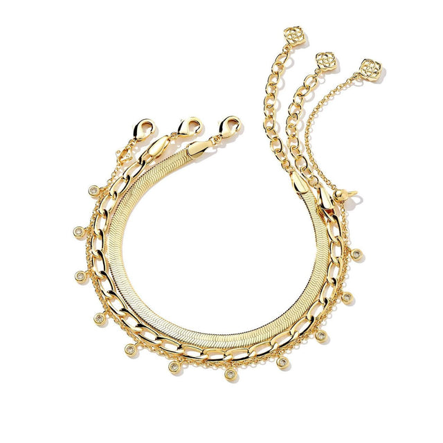 Kendra Scott Kassie Set Of 3 Chain Bracelets, Gold-Plated