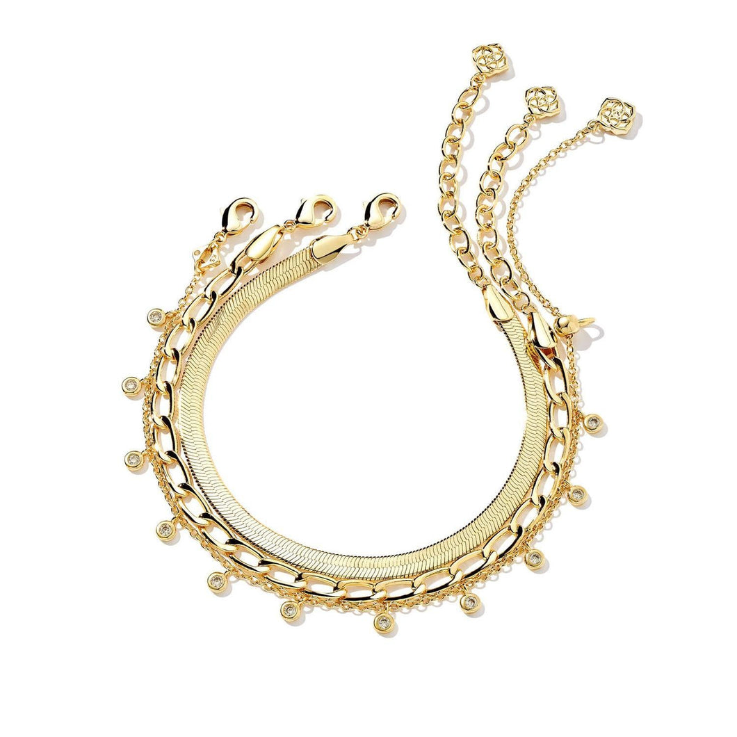 Kendra Scott Kassie Set Of 3 Chain Bracelets, Gold-Plated