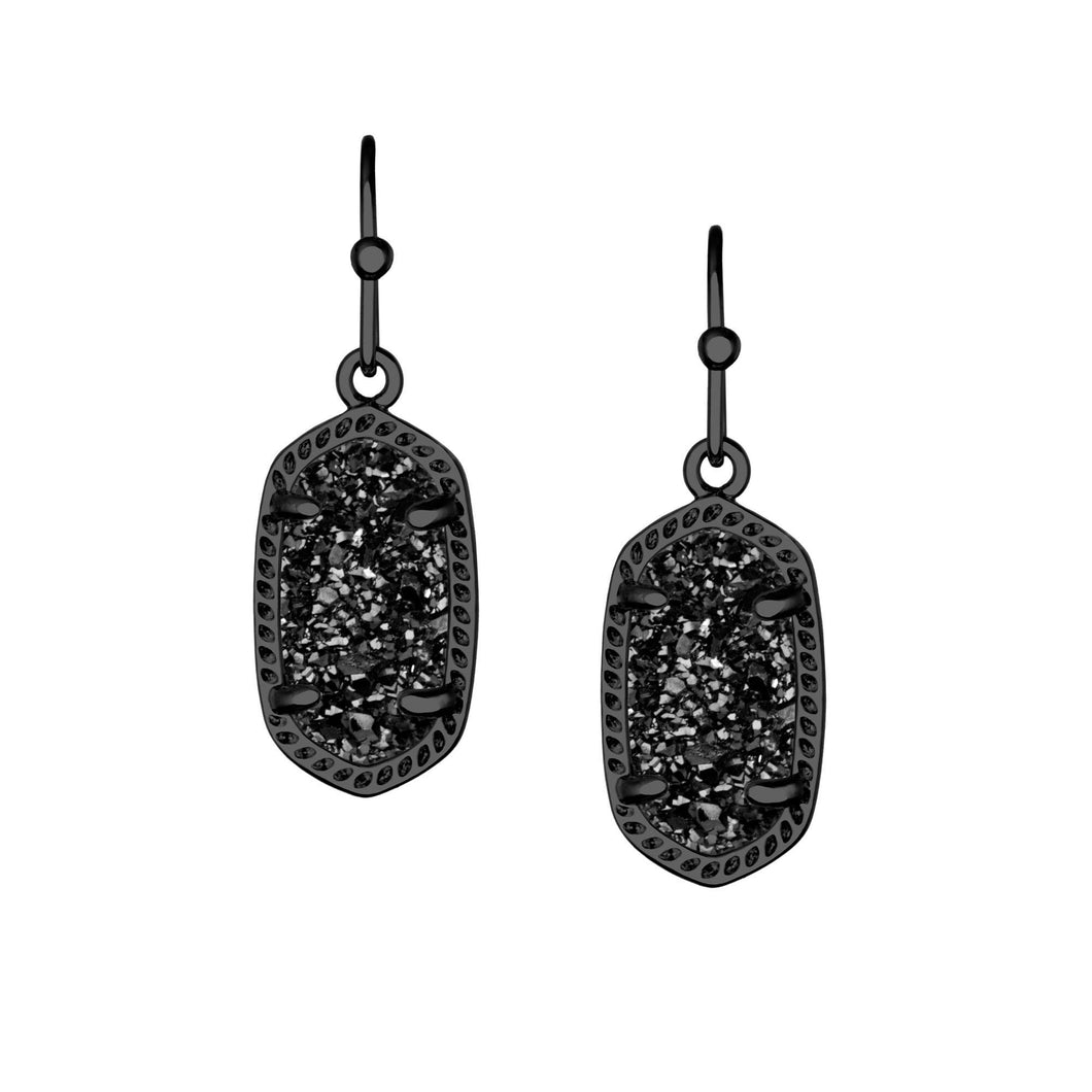 Kendra Scott Lee Earrings, Gunmetal Black Drusy