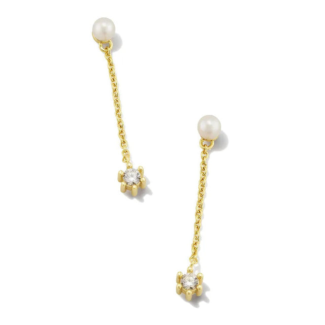 Kendra Scott Leighton Linear Earrings in White Freshwater Cultured Pearl