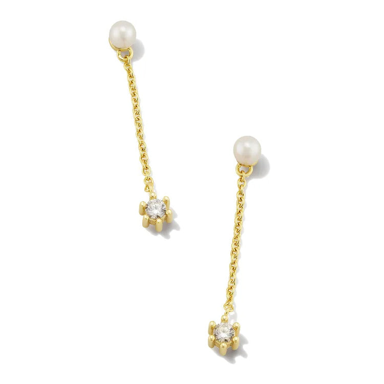 Kendra Scott Leighton Linear Earrings in White Freshwater Cultured Pearl