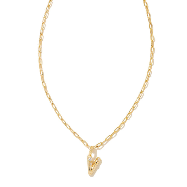 Kendra Scott Letter V Short Pendant Necklace, Gold-Plated