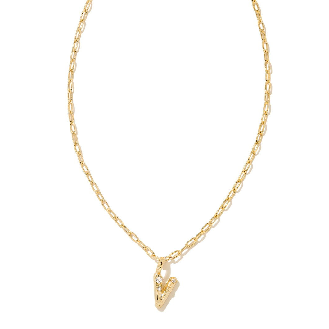 Kendra Scott Letter V Short Pendant Necklace, Gold-Plated